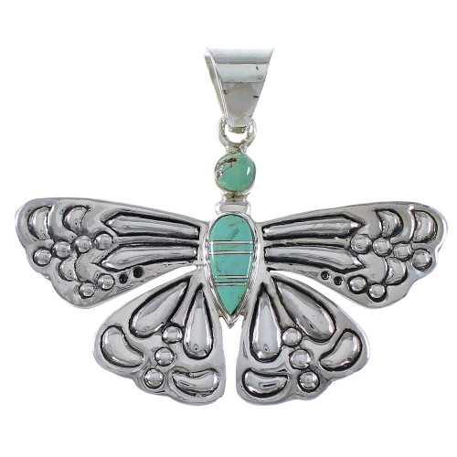 Turquoise Genuine Sterling Silver Butterfly Pendant Jewelry DW72875