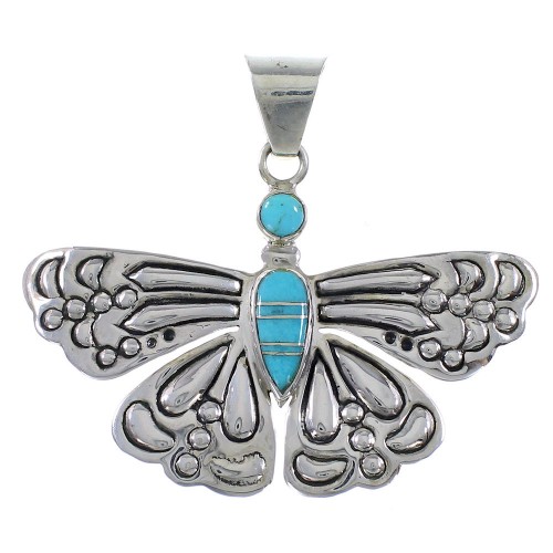 Southwest Turquoise Sterling Silver Butterfly Pendant Jewelry DW72888