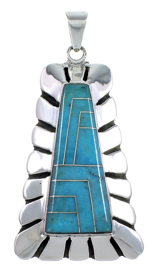 Silver Jewelry Turquoise Inlay Slide Pendant BW71036