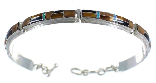 Genuine Sterling Silver Multicolor Link Bracelet MX22163