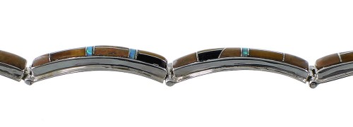 Genuine Sterling Silver Multicolor Link Bracelet MX22163