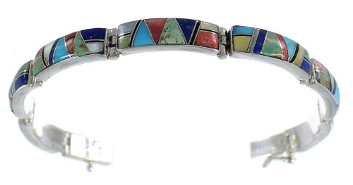 Southwest Multicolor Silver Link Bracelet MX22158