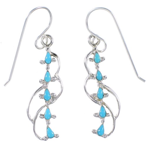 Southwest Turquoise Hook Dangle Sterling Silver Earrings BW74509