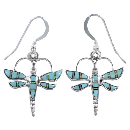 Turquoise And Opal Southwest Dragonfly Earrings EX33164