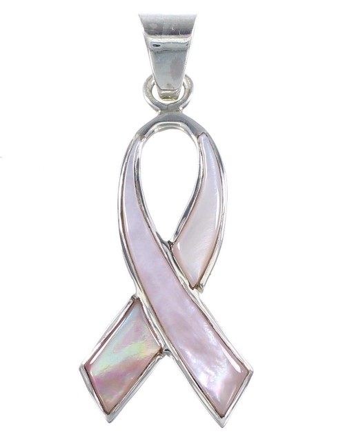 Southwest Pink Shell Ribbon Genuine Sterling Silver Pendant EX28726