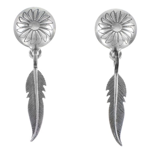 Genuine Sterling Silver Southwest Feather Post Dangle Earrings FX26037