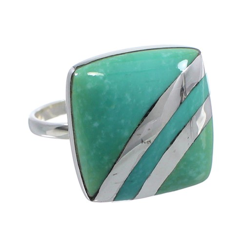 Sterling Silver Southwestern Turquoise Jewelry Ring Size 8-3/4 BW64353