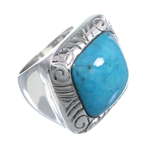 Southwestern Silver Turquoise Ring Size 4-3/4 YS63326