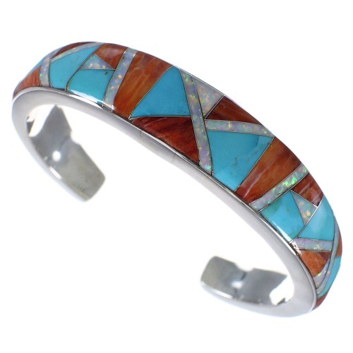 Multicolor Inlay Wild Fire Whiterock Cuff Bracelet GS61028