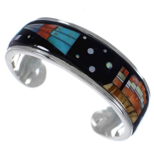 Multicolor Native American Mesa Design Cuff Bracelet YS67655
