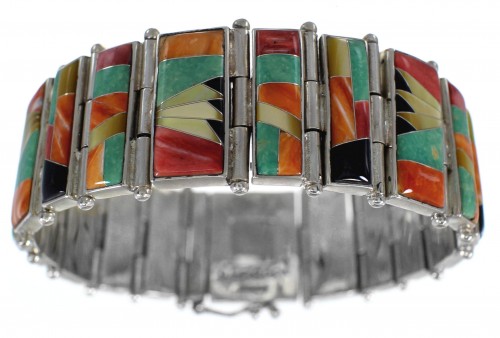 Multicolor Sterling Silver Whiterock Jewelry Link Bracelet YS69837