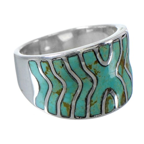 Sterling Silver Southwest Turquoise Inlay Ring Size 4-1/2 CW63721