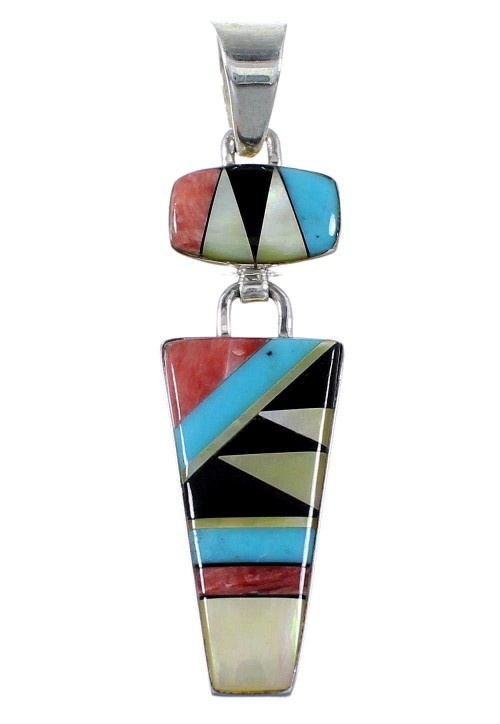 Southwest Multicolor Sterling Silver Slide Pendant OS58433