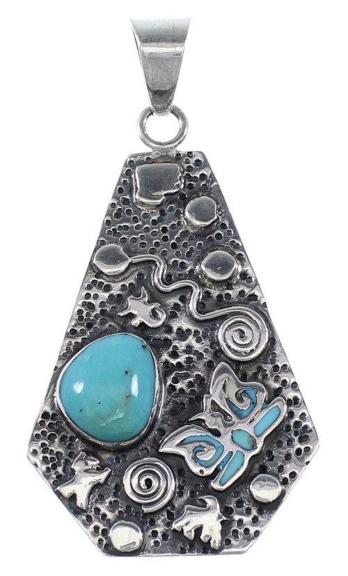 Sterling Silver Southwestern Turquoise Butterfly Pendant OS58472