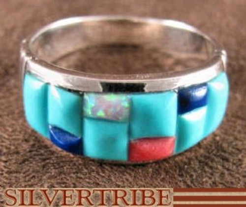 Sterling Silver Turquoise Lapis Multicolor Ring Size 11-1/2 HS29207 