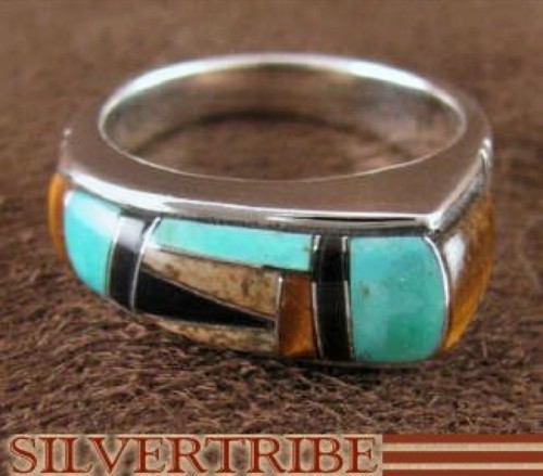 Sterling Silver Tiger Eye Multicolor Ring Size 5-1/2 Jewelry HS35551