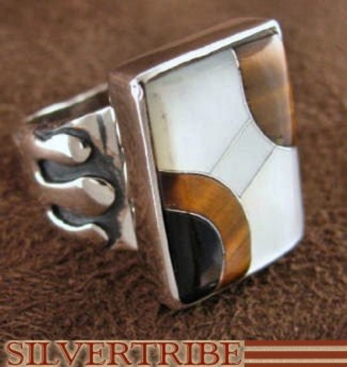 Sterling Silver Mother of Pearl Multicolor Ring Size 8-1/4 NS35608