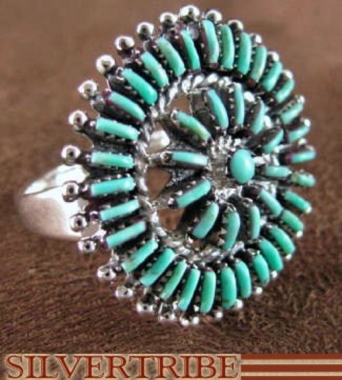 Sterling Silver And Turquoise Jewelry Ring Size 8-3/4 RS36041