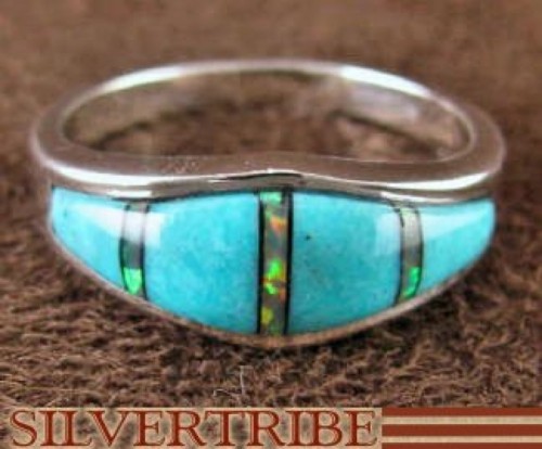 Turquoise And Opal Jewelry Sterling Silver Ring Size 5-3/4 RS37150 