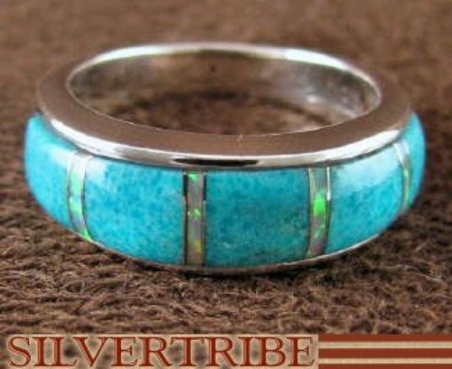 Opal And Turquoise Genuine Sterling Silver Ring Size 5-3/4 RS37327 