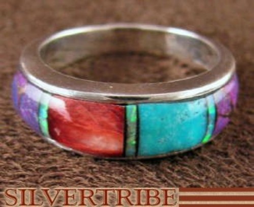 Sterling Silver Turquoise Multicolor Ring Jewelry Size 5-3/4 RS37366 