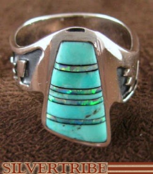 Turquoise Opal Jewelry Sterling Silver Ring Size 6-1/4 AS37097