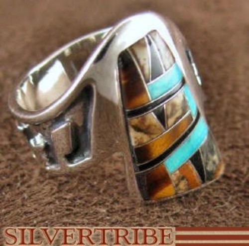 Tiger Eye Multicolor Jewelry Sterling Silver Ring Size 5-1/2 AS37063