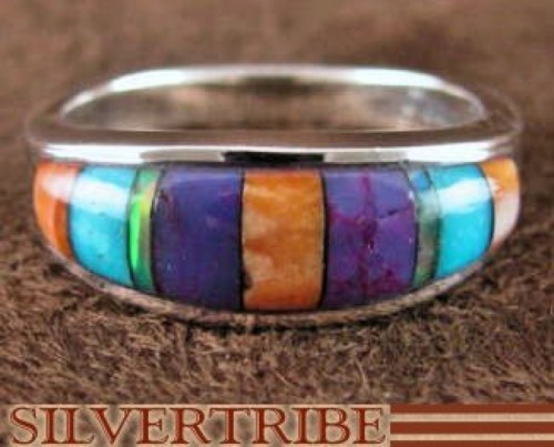 Sterling Silver Turquoise Multicolor Jewelry Ring Size 5-3/4 RS38219 