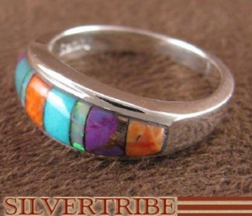Multicolor Jewelry | Silver Ring | Turquoise Ring | Ring Size 5-3/4
