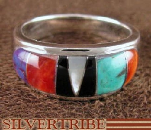 Turquoise Multicolor Sterling Silver Jewelry Ring Size 6-3/4 DS38135