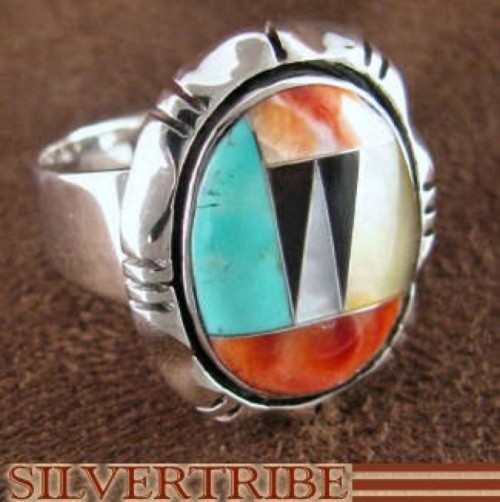 Sterling Silver Jewelry Turquoise Multicolor Ring Size 6-3/4 DS38953 