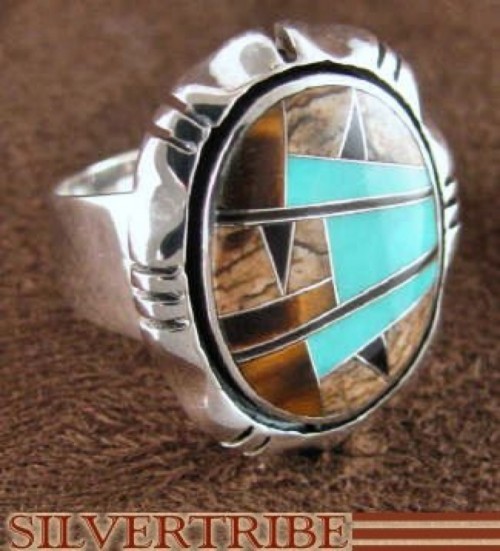 Tiger Eye Multicolor Sterling Silver Jewelry Ring Size 6-1/2 DS39008 