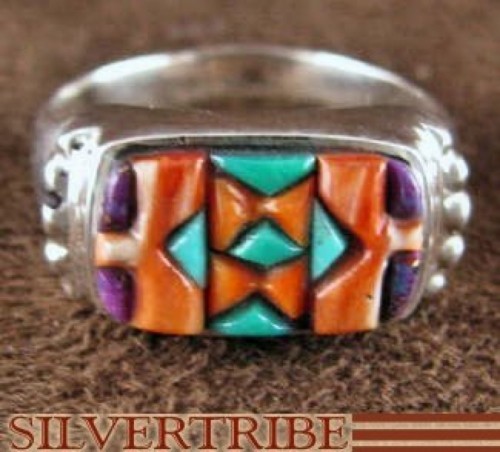 Sterling Silver Jewelry Turquoise Multicolor Ring Size 8-1/2 NS38656