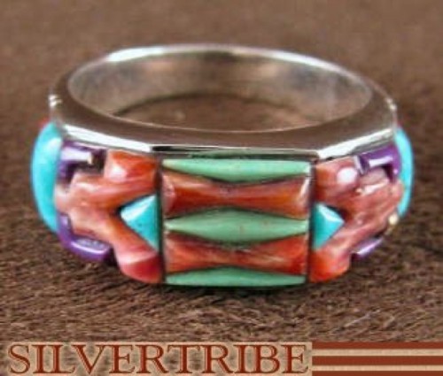 Turquoise Multicolor Genuine Sterling Silver Ring Size 8-1/4 RS38514