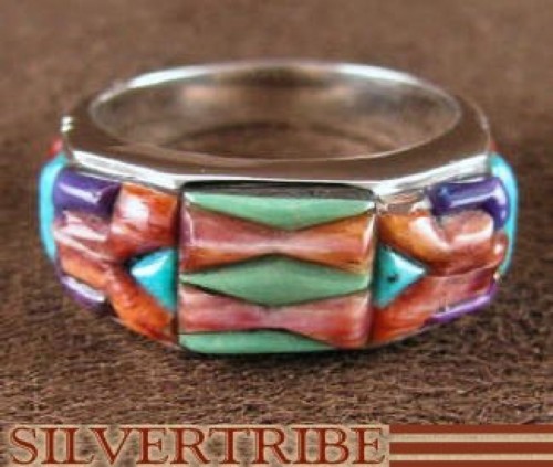 Sterling Silver Turquoise Multicolor Jewelry Ring Size 7-1/2 RS38524 