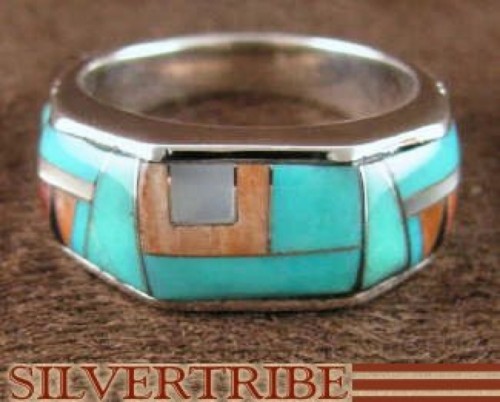 Turquoise Multicolor Sterling Silver Jewelry Ring Size 6-1/2 RS38580 