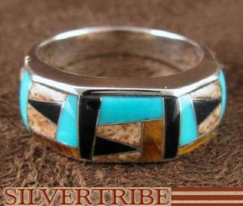 Silver Jewelry Turquoise And Multicolor Ring Size 6-1/2 RS38628 