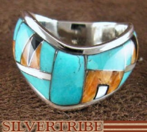 Turquoise Multicolor Sterling Silver Jewelry Ring Size 6-1/4 RS42356