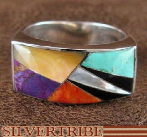 Multicolor Turquoise And Sterling Silver Ring Size 7-1/2 AS41293