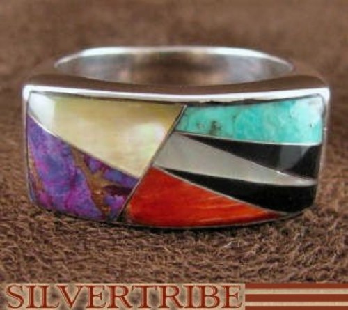 Multicolor Turquoise Authentic Sterling Silver Ring Size 6-1/2 AS41308