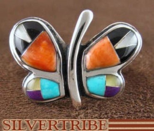 Multicolor Genuine Sterling Silver Butterfly Ring Size 7-1/2 AS42951