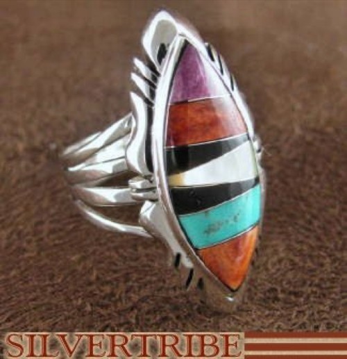 Turquoise Multicolor Sterling Silver Jewelry Ring Size 6-3/4 RS41178 
