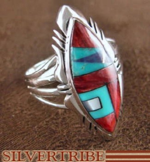 Silver Multicolor Mother of Pearl Jewelry Ring Size 8-3/4 RS41246