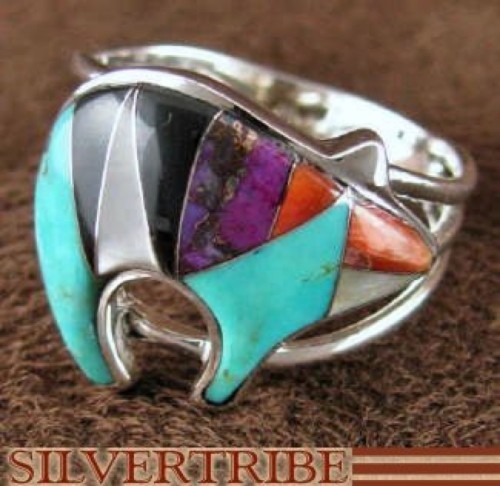 Oyster Shell Multicolor Sterling Silver Bear Ring Size 6-1/2 AS43273