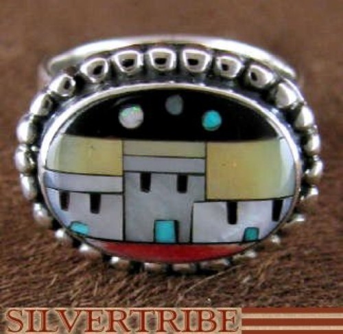 Multicolor Native American Design Silver Ring Size 6-1/4 RS46243 
