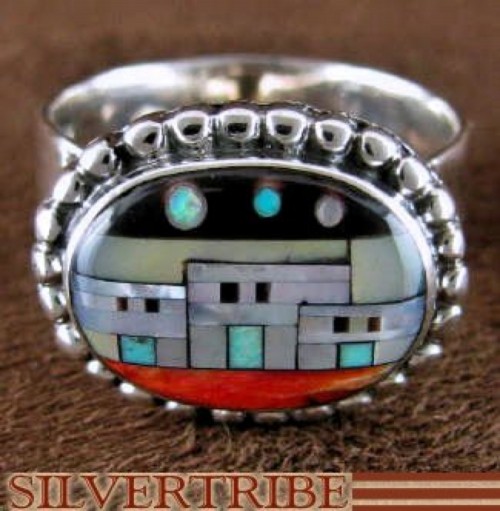 Multicolor Native American Design Silver Ring Size 6-1/4 RS46244