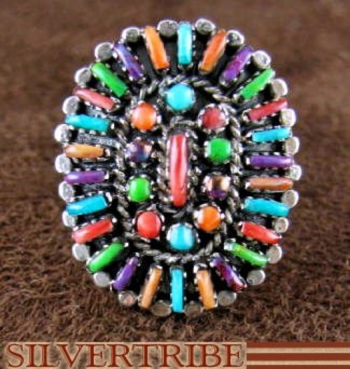 Genuine Sterling Silver Jewelry Multicolor Ring Size 5-1/4 RS47143