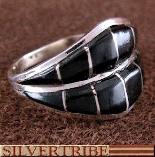 Black Jade Genuine Sterling Silver Ring Size 6-3/4 AS54462