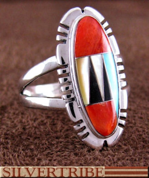 Silver Southwest Multicolor Jewelry Ring Size 6-1/2 GS56576