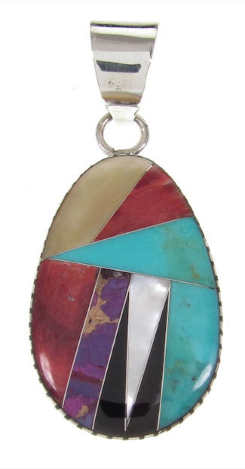 Southwest Sterling Silver Multicolor Jewelry Slide Pendant YS59520